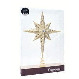 Christmas Traditions 11 inch Champagne Gold Glittered Large Christmas Bethlehem Star Tree Topper Star for Large Tree 6 feet-8 feet Tall/Home Decor Ornaments