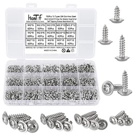 700Pcs Tiny Phillips Pan Head with Washer Self Tapping Screws, 304 Stainless Steel, Small/Mini M2 M2.3 M2.6 M3 Wood Screws, Micro Sheet Metal Screws Assortment Kit for Eletronic and Toy Repair