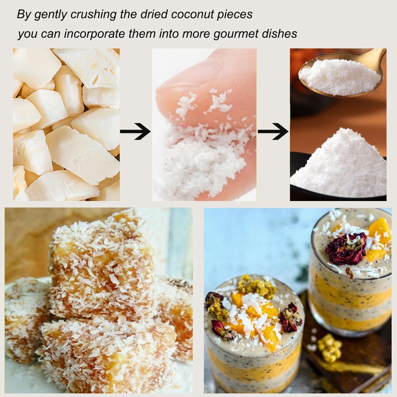 Dried Coconut Chunks 10oz Tropical Fruit Snack Unsweetened, No Artificial