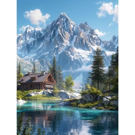 HEIBAGO 5D DIY River Diamond Art Painting Kits for Audlts, Full Drill Landscape Diamond Painting for Beginners Rhinestone Embroidery Diamond Dots Set Mountains Gem Art Crafts for Home Decor 30x40cm