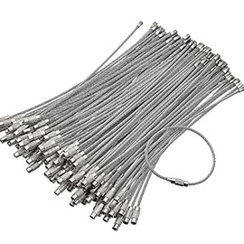 120 Pieces 6 Inch Wire Keychain Cable Metal Cable Key Ring Wire Key Ring Stainless Steel Cable Key Ring Wire Loop Luggage Tags Tag Keepers Loops for Outdoor Hiking Items Hanging