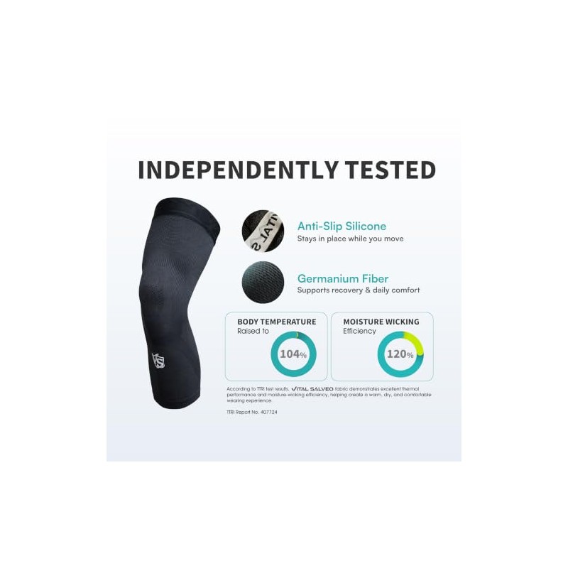Vital Salveo-Sports and Outdoor Compression Long Knee Sleeve Support- Germanium