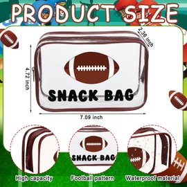 Yeyeplum 12 Pcs Football Snack Bags for Team Gifts Goodie Snack Treat Candy Pouch Bags Clear PVC Waterproof with Zipper Party Favors for Team Ground Birthday Gifts Sport Supplies