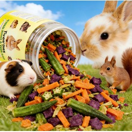 Tyotrbs Hamster Food, Bunny Food Freeze-Dried Fruit and Vegetable Salad,Rabbit and Hamster Chew Treats Resealable Jar for Hamsters Bunny Guinea Pigs Groundhogs Natural Fiber Vitamin Snacks, 3.88oz