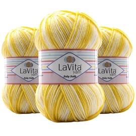 LaVita Baby Batik 3 Pack of 100gr/3,5oz - 100% Acrylic Yarn – Soft – Hypoallergenic - Anti-Pilling – Gradient Yarn for Knitting & Crocheting Baby Items Super Saver Yarn - 720 Yards
