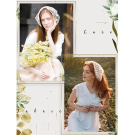 Fourluoo 3 Pcs Mantilla Catholic Veil for Church Chapel Lace Christian Veils Head Covering Scarf Bandana for Bridal Women(White-colors,Cute)