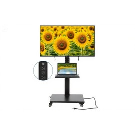 Mobile TV Stand for 32-75 Inch LCD LED Flat/Curved Panel Screen TVs Up to 88 Lbs, Rolling TV Stand with Adjustable Shelf, Portable Floor Stand on Wheels for Bedroom, Living Room, Office