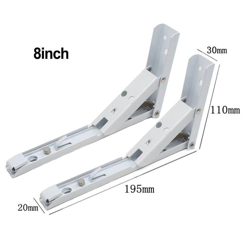 Folding Shelf Brackets - 8 Inch 2 Pcs Heavy Duty