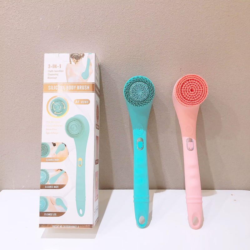 Electric Shower Brush Set Long Handle Waterproof Remove Dead Skin