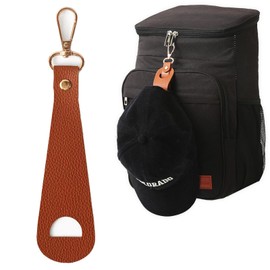 [アーススモール] キャップクリップ 帽子 クリップ キャップホルダー ハットホルダー cap 手持ち バッグ リュック 日焼け対策 合皮 uv 持ち歩き bag 吊り下げ 落下防止(ノーマル, ブラウン)