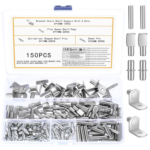 Pack of 150 Shelf Brackets 5 mm, Shelf Holder, Shelf