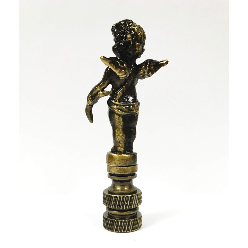 Lamp Finial-Cherub-Antique Brass Finish, Highly Detailed Metal Casting