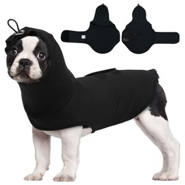 MIGOHI Calming Shirts for Large Dogs, Fireworks Dog Calming Vests, Ear Wrap for Dogs to Reduce Anxiety and Stress,Separation, Travel, Noise Anxiety Relief for Large Dog, L, Black