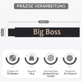 andSmile Folding Rule Black - Metre Stick with Saying Big Boss - Funny Ruler Made of High-Quality Beech Wood - Funny Gifts for Men, Boss, Dad, Craftsmen, for Father's Day, Birthday