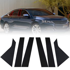 FZJDSD Glossy Black 6pcs Pillar Posts Door Window Trim Compatible with Chevy Impala 2014 2015 2016 2017 2018 2019 2020