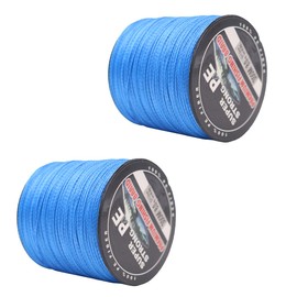 2 Pack ZONADAH 600m/656yds PE Braided Fishing Lines Blue Heavy Duty Size 8.0 (40kg/88lbs) 4 Strands Weaves Bait Fishing, Rocks, Boat, Beach, Freshwater, Saltwater Fishing Lines