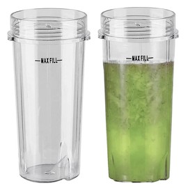 2 Pack 16 OZ Cups for Ninja Blender BL660/ BL660C/ BL620C/ BL780C/ BL770/ QB3001SS, Nutri Ninja Single Serve Replacment Cup Part