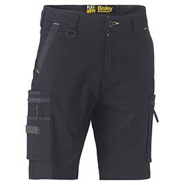 Bisley Workwear UKBSHC1330_BBLK Flex & Move Stretch Untility Zip Cargo Shorts - Black, 36