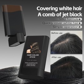 Safe and Convenient Comb Hair Dye, Hair Dye Comb for Gray Hair Coverage, Instant Waterproof & Sweat-Proof Hair Colour Stick, Semi-Permanent Black Hair Stick with Comb, Root Touch Up for Women Men,2Pcs