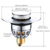 Zovator Universal Pop Up Sink Plug Silver Grey Stainless Steel