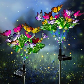 ULAROOM Solar Garden Lights - Solar Outdoor Lights Butterfly Design 82 LED Firefly Lights, Solar Stake Lights Waterproof IP65 & Auto ON/Off, Outdoor Decorations for Patio, Yard, Pathway (2 Pack)
