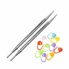 addi Click Rocket Lace Short 3.5 inch (9cm) US 10.75 (7.0mm) Interchangeable Circular Knitting Needle Tips, Slick & Smooth Finish, Long Taper Sharp Tips with 10 Colorful Stitch Markers