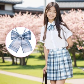 [Moerstar] 制服リボン スクールリボン セーラー服リボン 蝶結び 蝶ネクタイ JK制服 女子 学生 可愛い 調整可能 チェック柄 格子柄 リボン 学校 通学 コスプレリボン 多色 紫 赤 水色 (ピンク)