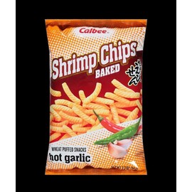 Calbee Shrimp Chips Hot Garlic Wheat Puffed Snacks 3.3oz Bags