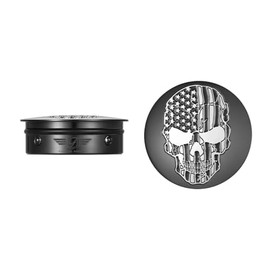 Figurati Designs Stainless-Steel/Black Swing Arm Covers American Flag Skull for Harley-Davidson