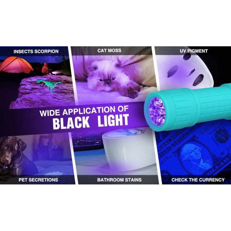 EverBrite 6PC 9-LED Black Light Flashlight Set UV Mini Flashlight