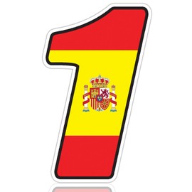 Biomar Labs® 1 x Vinyl Decal Spain Flag Sticker Spanish National Auto Moto Motocross Motosport Start Racing Number 1 Rally Race Car Bike Motorcycle Tuning N 281