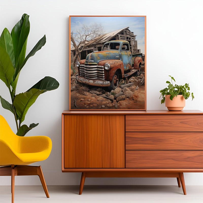 OKSGYTA Paint by Number Kits Retro Truck, Pickup Truck Canvas