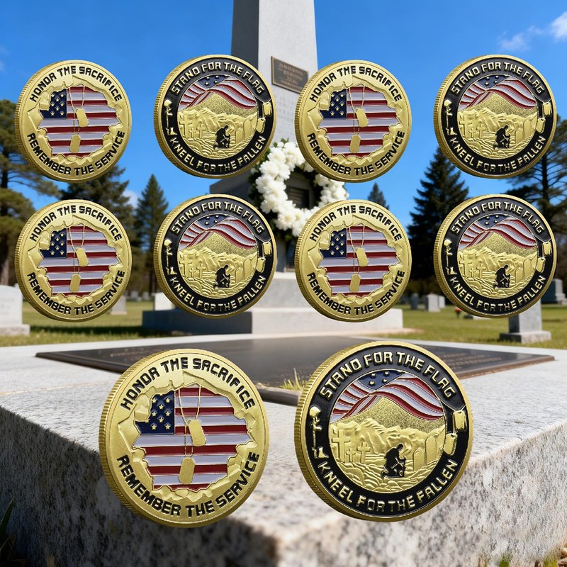 Hollycoin 5pcs Military Veteran Challenge Coins Set Bulk