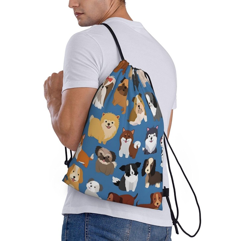 Richugui Drawstring Backpack Dog Party Waterproof Drawstring Gym Sports Backpack