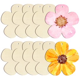 Large Size 7" Wooden Spring Ornaments to Paint, Flower Wooden DIY Blank Unfinished Round Wood Discs Ornament for Crafts Hanging Decorations(10PCS)