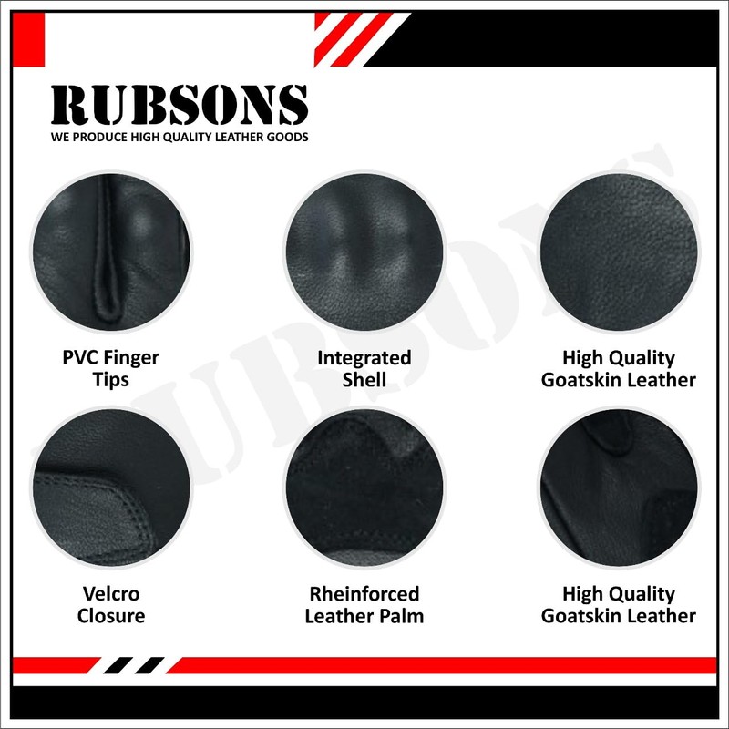 RUBSONS HKRG Men's Touch Screen Leather Motorcycle Biker Gloves (S)