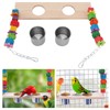 Bird Feeding Dish Cups with Parrot Perch Swing Natural Colorful