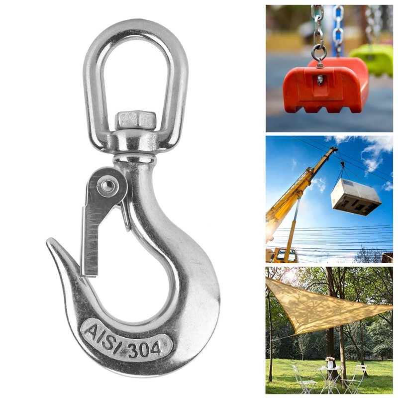 Safety Lifting Hook, Stainless Steel Safety Lifting Hook Swivels Eye