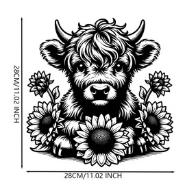 Highland Cow with Sunflowers Iron on Transfers Vinyl Heat Iron on Patches Stickers DIY for T-Shirt Bag Pillow Clothing DIY Decorations (Highland Cow with Sunflowers)