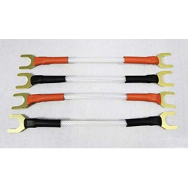 QED XT Silver Anniversary 4x Bi Wire Link Jumper Bridging Speaker Cables 10 Cm Length Terminated With 8 x Gold Plated Wide Spade