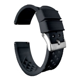 BARTON WATCH BANDS, 24mm Black - Tropical-Style 2 Watch Bands - Quick Release - Choose Strap Color & Width