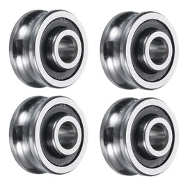 sourcing map 4pcs SG15 U Groove Track Guide Bearing 5x17x8mm U Groove Roller Wheel (GCr15) Chrome Steel Bearings, ABEC3