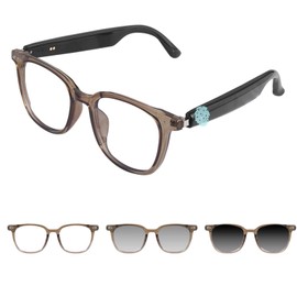 Smart Glasses with Speakers, Smart Music Glasses for Businees, Bluetooth Glasses for Women, for Listening to Music & Calling (Brown)