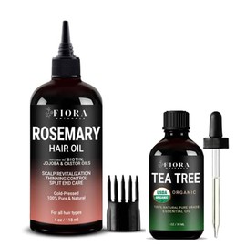 Fiora Naturals Rosemary Oil for Hair Growth with Castor Oil, Jojoba Oil, and Biotin - Natural Hair Strengthening Oil, Tea Tree Essential Oil by Fiora Naturals- 100% Pure Organic Oil, for Face, Hair, Skin, Scalp