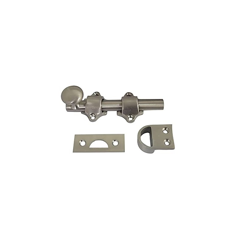 QCAA Solid Brass Dutch Door Bolt, 4", Brushed Satin Nickel,