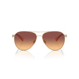 COACH Women's HC7128 Aviator Sunglasses, Shiny Light Gold/Maroon Canary Gradient, 58 mm