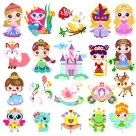 Window Clings Stickers for Kids Window Gel Clings Decals Thick Gel Clings Toddlers and Adults Classroom Home Nursery Airplane Birthday Party Supplies (Princess1)