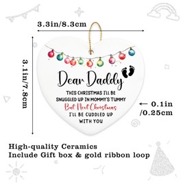 First Time Dad Gifts Ceramic Heart Keepsake Christmas Ornament Unique Gifts for New Parents New Dad Gifts for Men Pregnancy Announcement for Husband Ornament