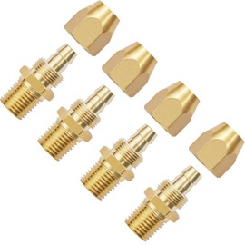 Pronese 4pcs Premium Solid Brass Pneumatics Reusable PU Hose-End Repair Fitting, 3/8" Barb For 3/8-Inch ID Polyurethane Air Hose With 1/4" NPT