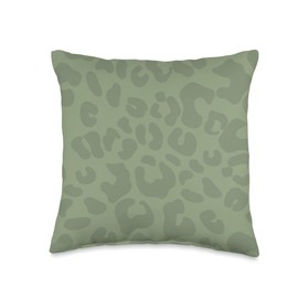 Sage green Leopard Cheetah Animal Print Sage Green Leopard Print Cheetah Animal Skin Trendy Throw Pillow, 16x16, Multicolor